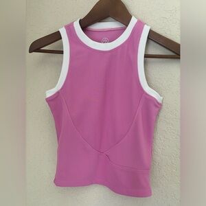 Move Theology Hot pink and white workout top